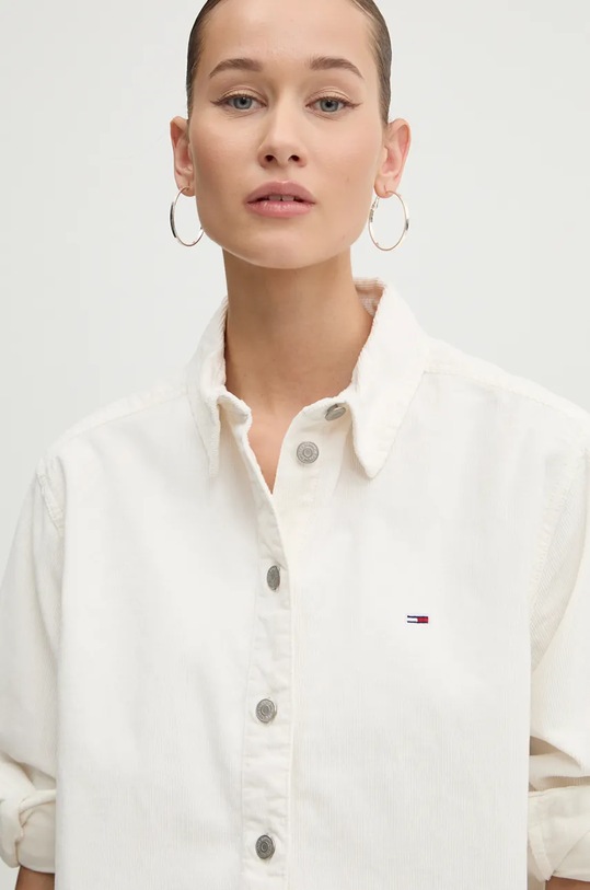 Manšestrová košile Tommy Jeans béžová DW0DW18871
