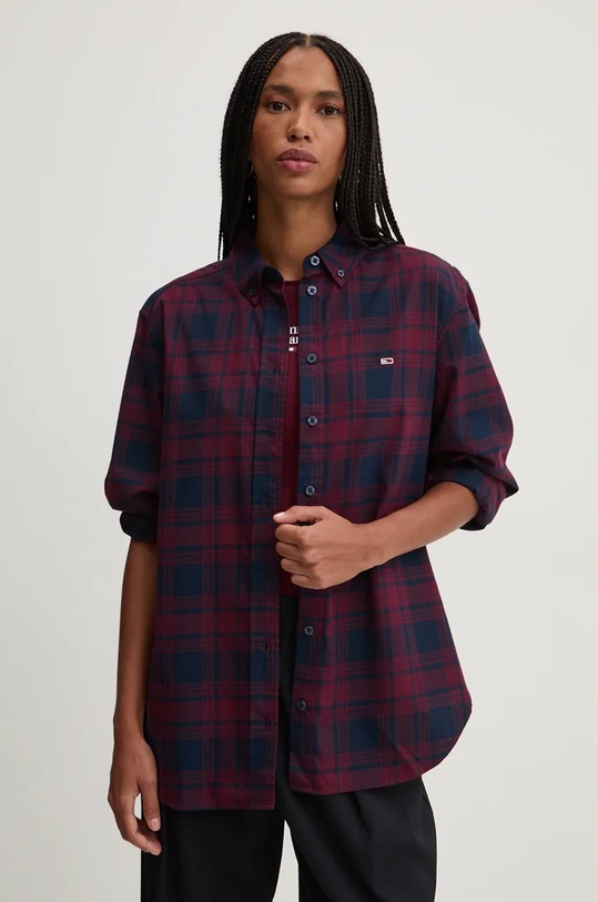 Košulja Tommy Jeans regular bordo DW0DW18878