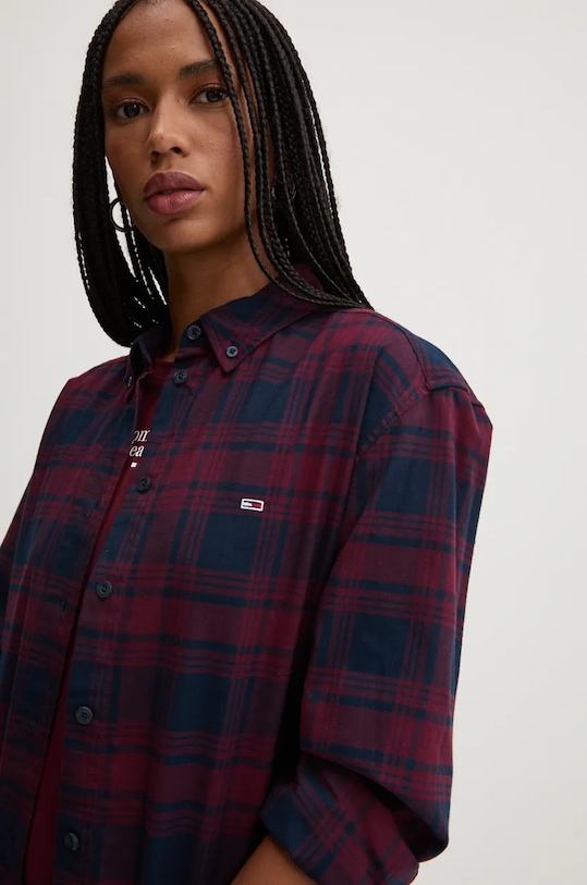 Košulja Tommy Jeans bordo DW0DW18878