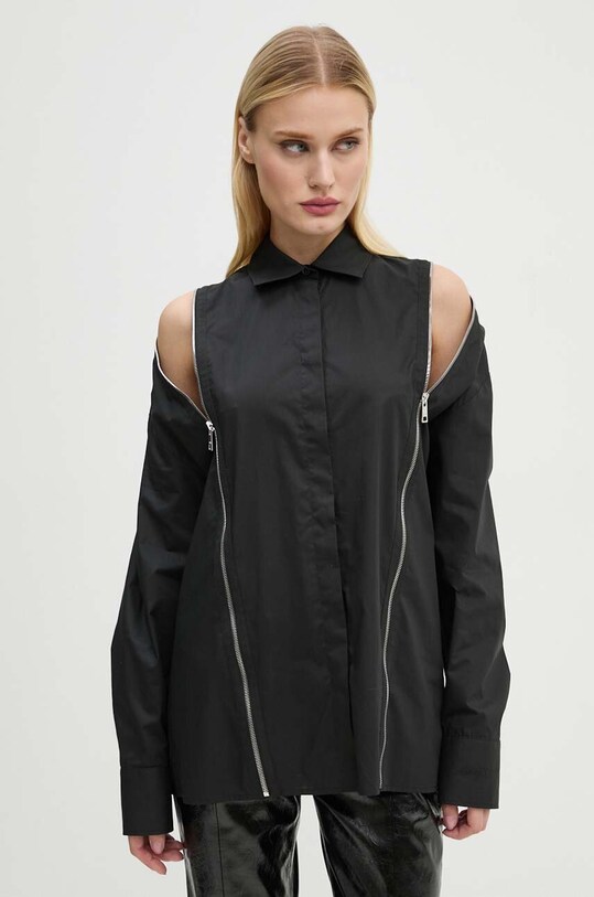 MSGM camasa din bumbac lung negru 3742MDE07.247816