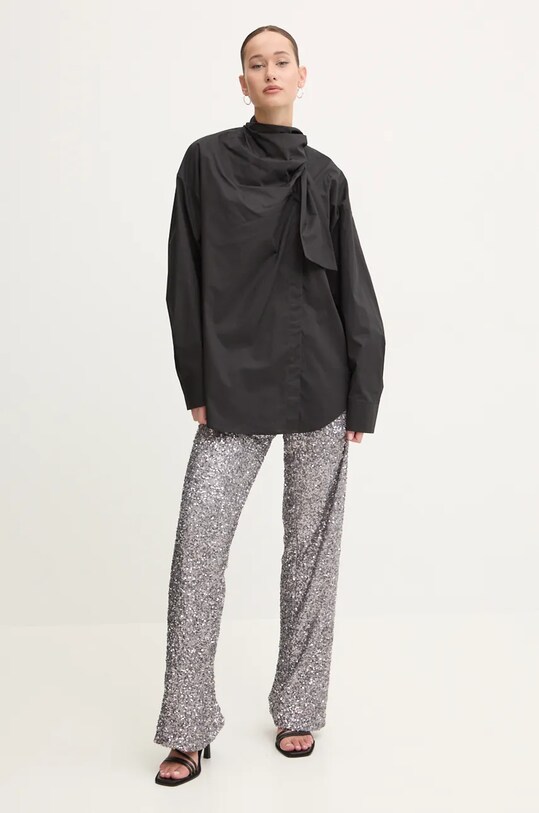 Bavlnená košeľa MSGM 3742MDE09.247816 čierna AW24