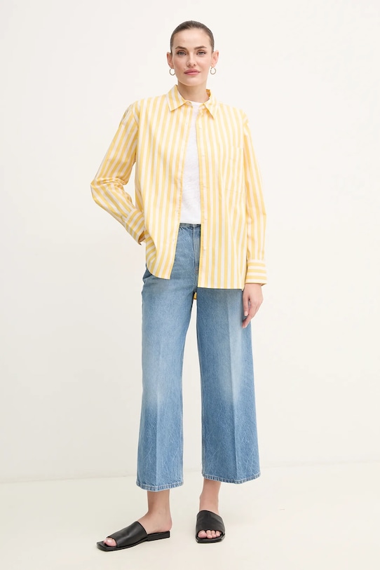 Хлопковая рубашка Tommy Hilfiger WW0WW45612 жёлтый SS25