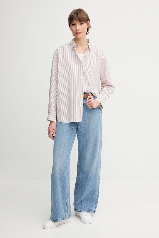 Tommy Hilfiger koszula bawełniana WW0WW45612 bordowy SS25