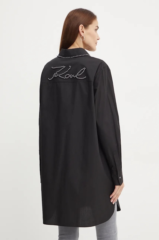 Karl Lagerfeld koszula bawełniana klasyczny czarny 246W1602
