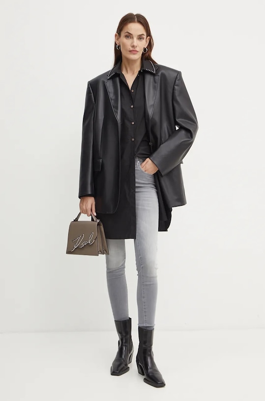 Karl Lagerfeld koszula bawełniana 246W1602 czarny AW24