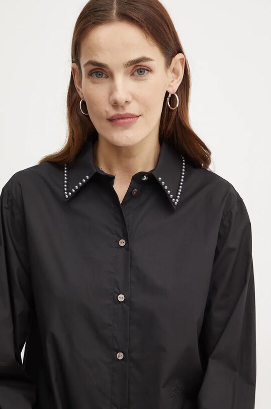 Karl Lagerfeld camasa din bumbac negru 246W1602