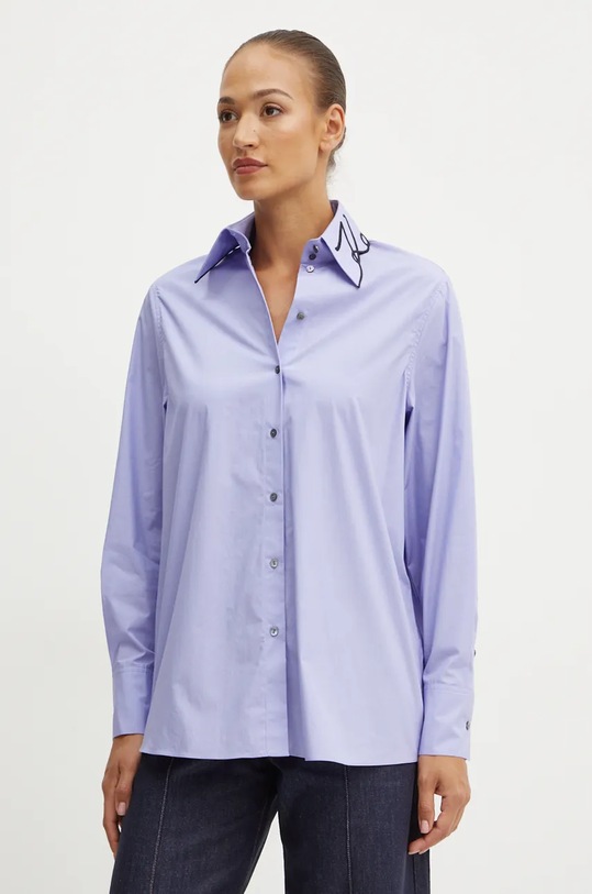 Karl Lagerfeld camasa din bumbac uni violet 246W1603