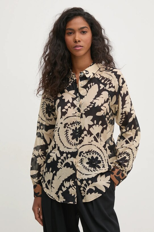 Pedro del Hierro koszula bawełniana wzorzyste beżowy 6638201