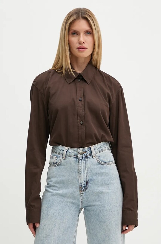 Won Hundred camasa din bumbac lung maro 3189.14235