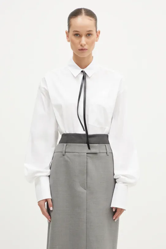 Βαμβακερό πουκάμισο Sportmax Gesso κανονικό λευκό 2422116023600