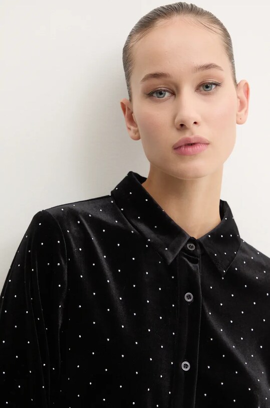 Never Fully Dressed cămașă de catifea Cristi Shirt negru NFDTO1433