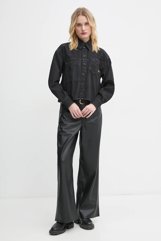 G-Star cămașă din denim D25516.D540 negru AW24