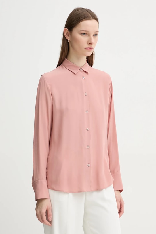 Сорочка з домішкою шовку PS Paul Smith casual рожевий W2R.019B.P31186
