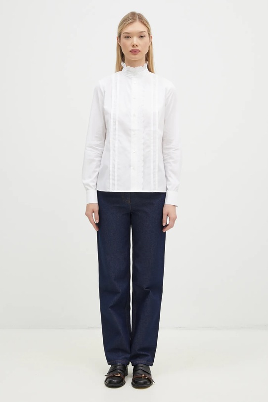 Maison Kitsuné cotton shirt Craft Embroidery NW00414WC5010 white