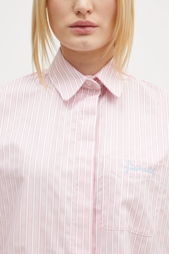 Хлопковая рубашка Fiorucci Elasticated Balloon Sleeve розовый W01FPTLO170CO01PN03