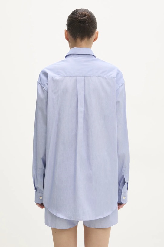 Abbigliamento Sporty & Rich camicia in cotone Yankees Serif Oversized SI006505635ST35 blu