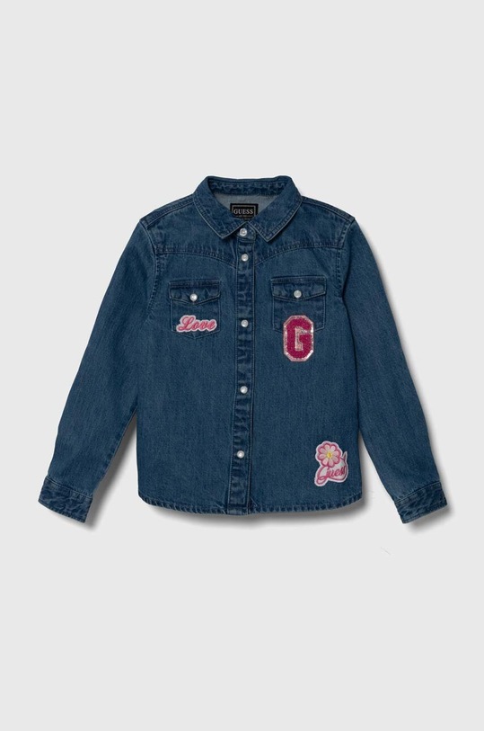 Dječja pamučna košulja Guess natpis plava K4YH00.D4EU0.9BYH