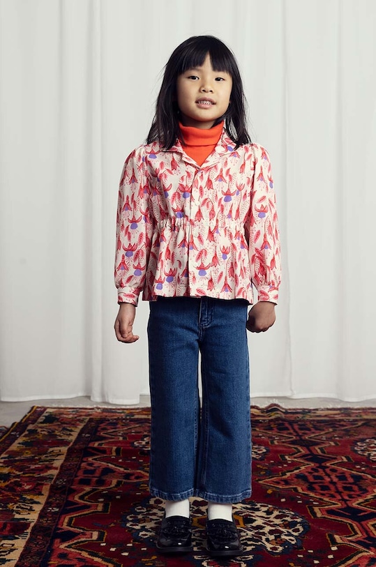 Detská košeľa Mini Rodini Fuchsia kvetinový červená 2472010242