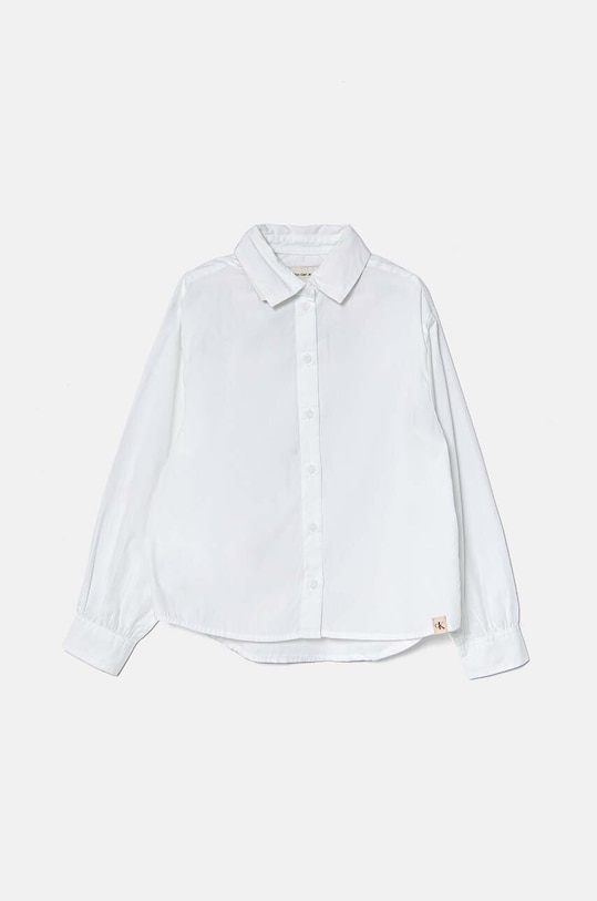Детская хлопковая рубашка Calvin Klein Jeans длинный белый IG0IG02658.9BYH.