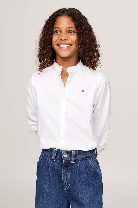 Dětská bavlněná košile Tommy Hilfiger dlouhý bílá KG0KG08230.9BYH.104.122