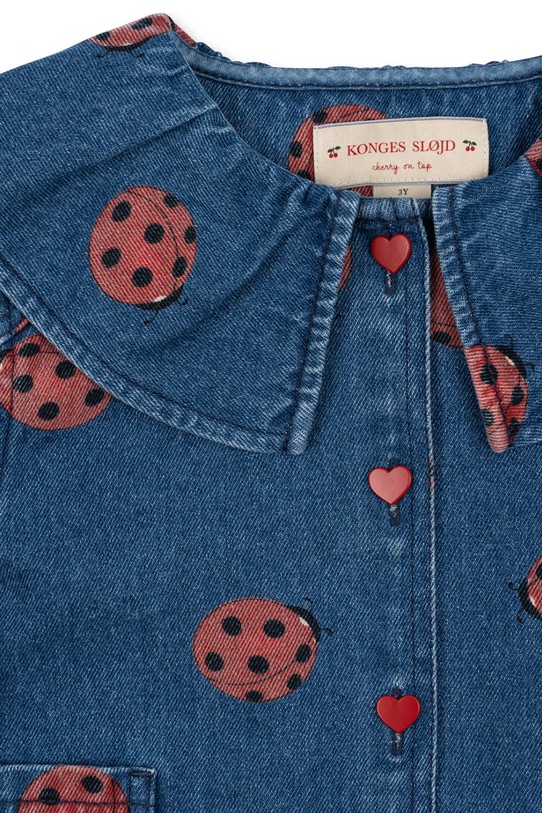 Otroška bombažna srajca Konges Sløjd MAGOT LADYBUG DENIM SHIRT GOTS modra KS102215