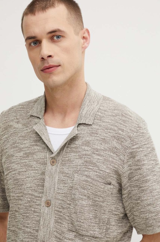 Πουκάμισο με μείγμα από λινό Samsoe Samsoe LARRY μπεζ M24200027