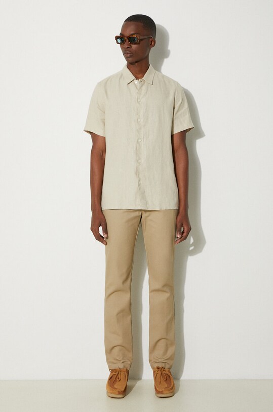 Samsoe Samsoe linen shirt SAAVAN M24100052 beige AW24