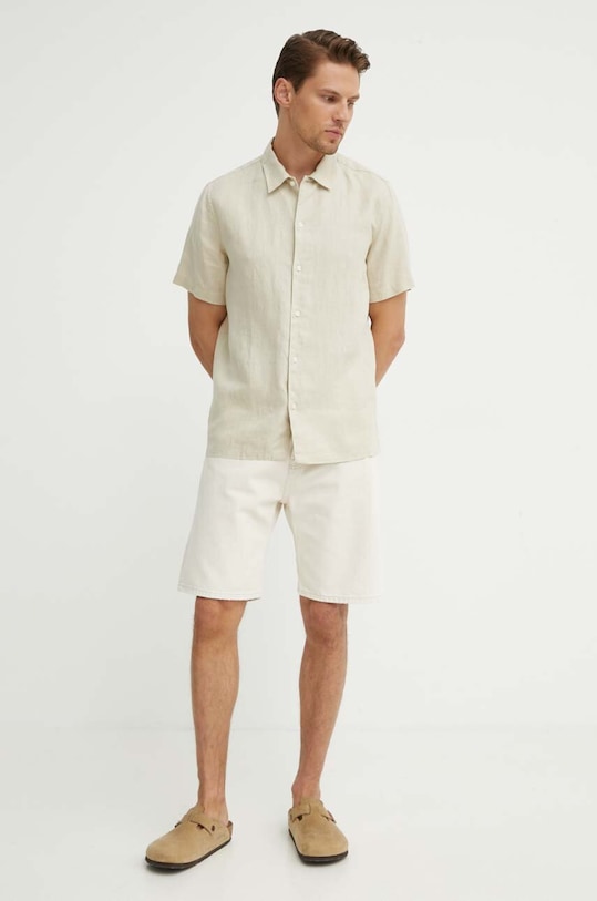 Одежда Льняная рубашка Samsoe Samsoe SAAVAN M24100052 бежевый