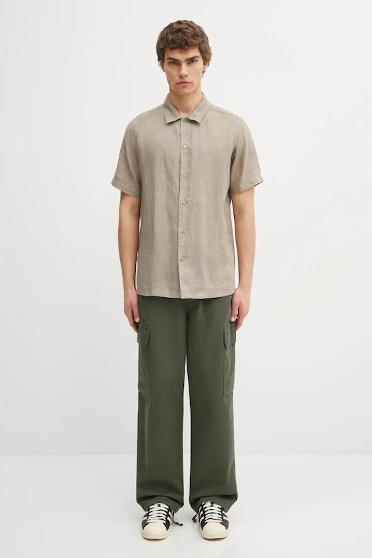 Samsoe Samsoe koszula lniana SAAVAN M24100052 beżowy