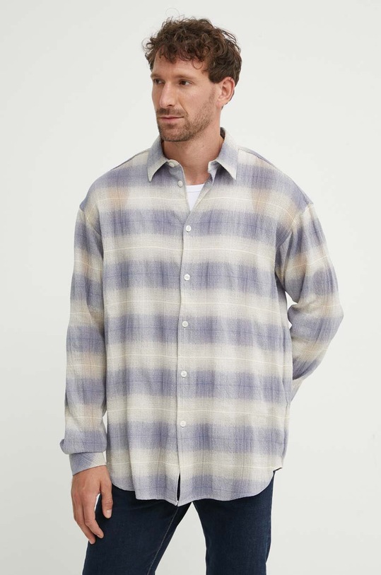 Košeľa Samsoe Samsoe SALUAN káro fialová M24200066