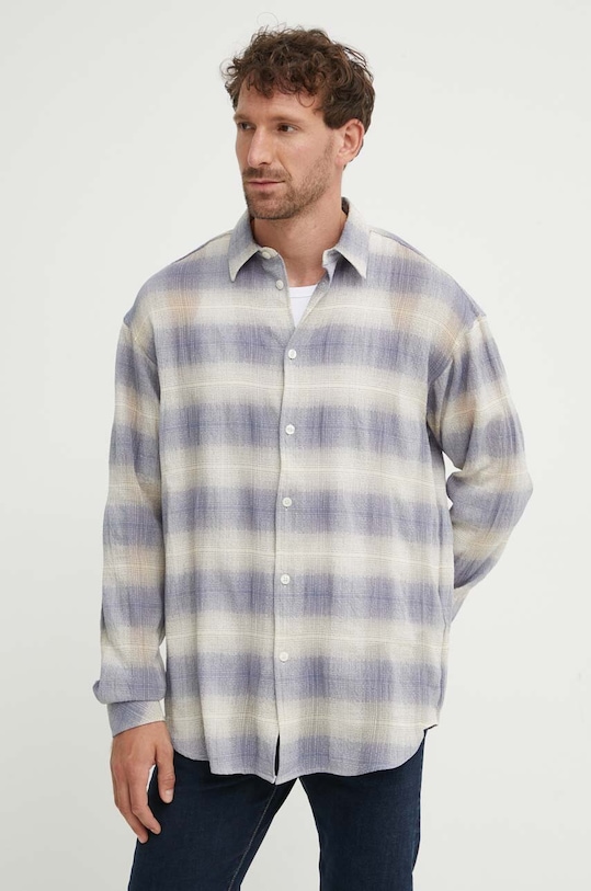 Košeľa Samsoe Samsoe SALUAN káro fialová M24200066