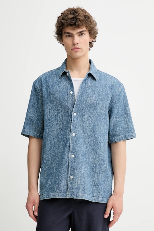 Samsoe Samsoe cămașă jeans SAAYO scurt albastru M24200078