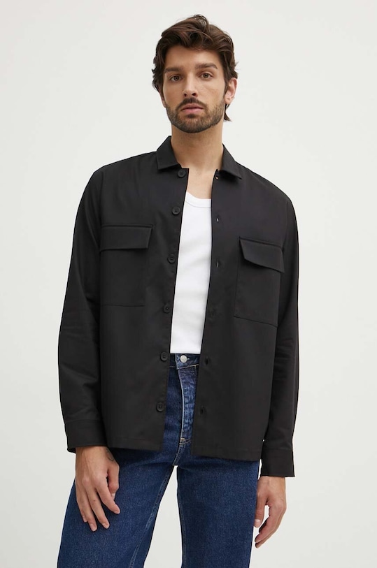 Košile Calvin Klein hladký černá K10K112988