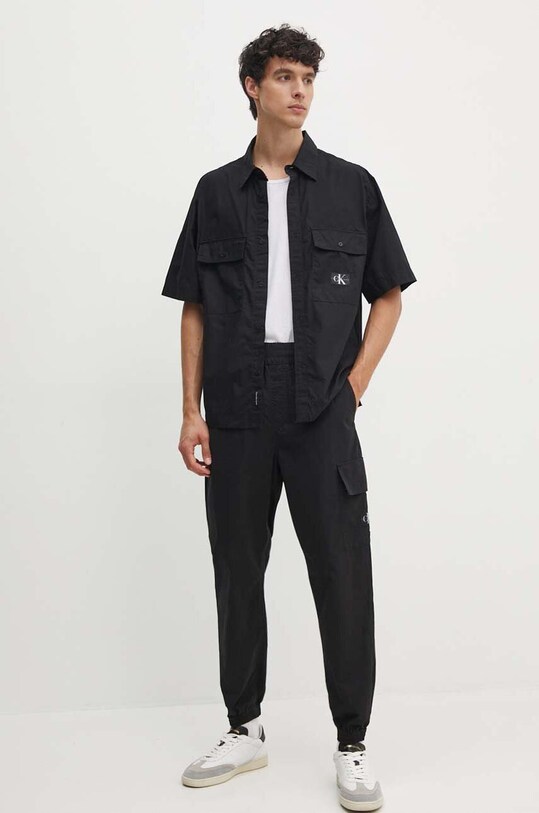 Хлопковая рубашка Calvin Klein Jeans J30J325606 чёрный AW24