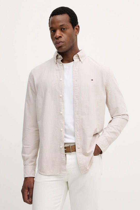 Pamučna košulja Tommy Hilfiger casual bež MW0MW35774