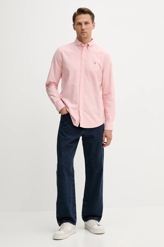 Bavlněná košile Tommy Hilfiger MW0MW35774 růžová AW25