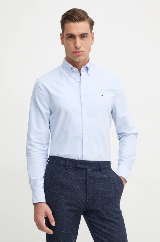 Tommy Hilfiger camicia in cotone semplice blu MW0MW35774
