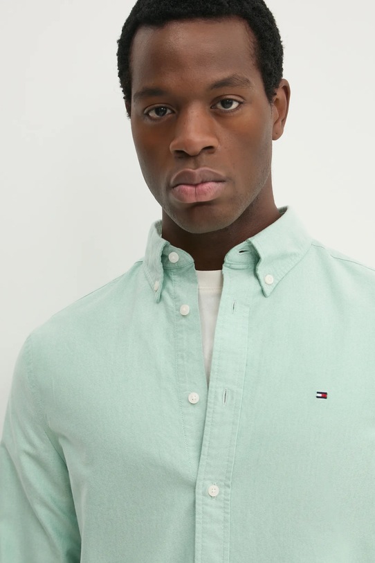 Tommy Hilfiger camasa din bumbac verde MW0MW35774