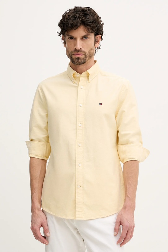 Bavlněná košile Tommy Hilfiger hladký žlutá MW0MW35774