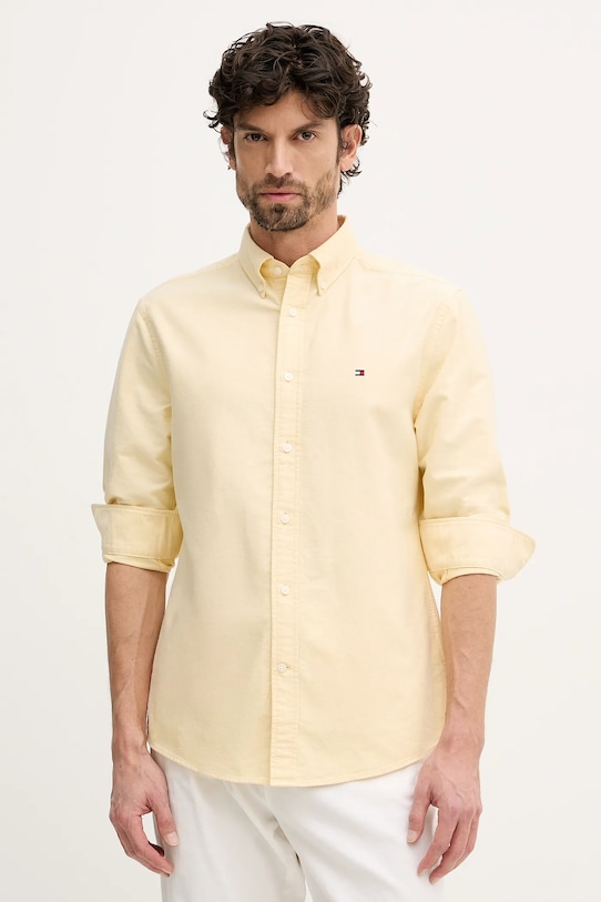 Bavlněná košile Tommy Hilfiger hladký žlutá MW0MW35774