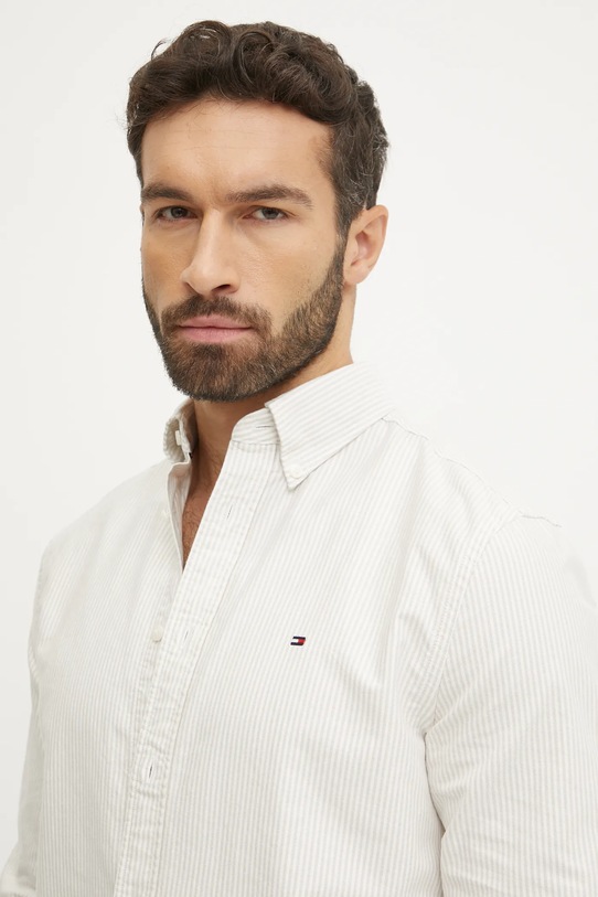 Pamučna košulja Tommy Hilfiger bež MW0MW36238