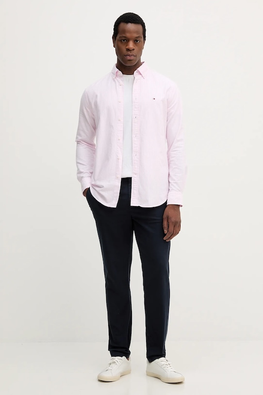 Tommy Hilfiger koszula bawełniana MW0MW36238 różowy SS25