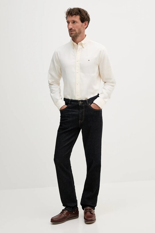 Bombažna srajca Tommy Hilfiger MW0MW36238 rumena SS25