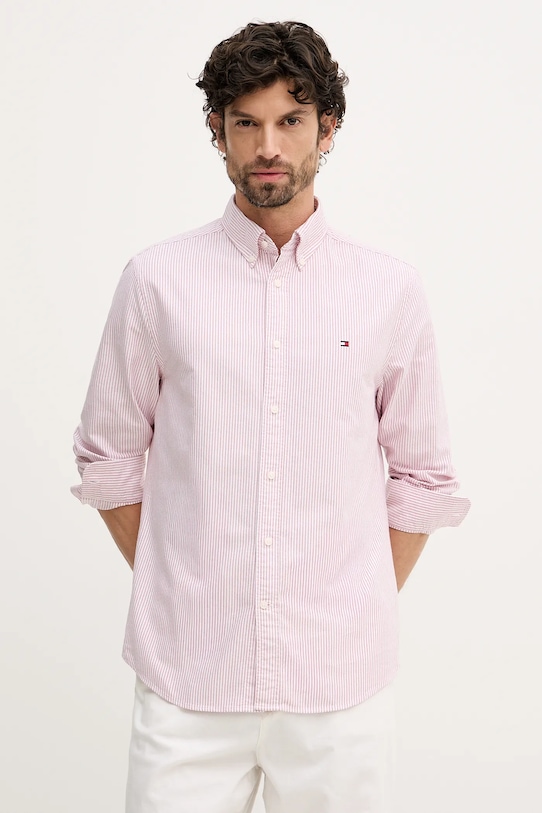 Bavlněná košile Tommy Hilfiger regular růžová MW0MW36238