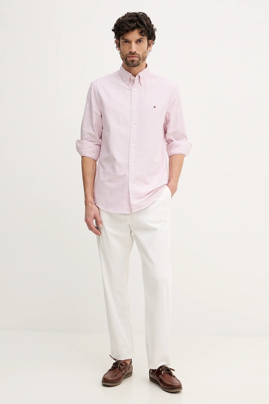 Bavlněná košile Tommy Hilfiger MW0MW36238 růžová AW25