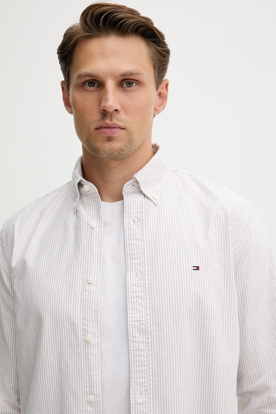 Pamučna košulja Tommy Hilfiger bež MW0MW36238