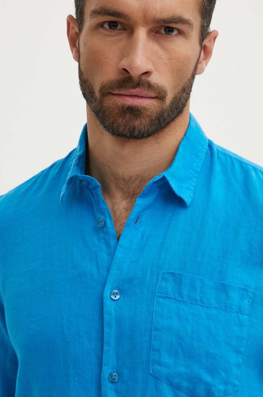 Lanena košulja Vilebrequin CAROUBIS plava CRSH9U10