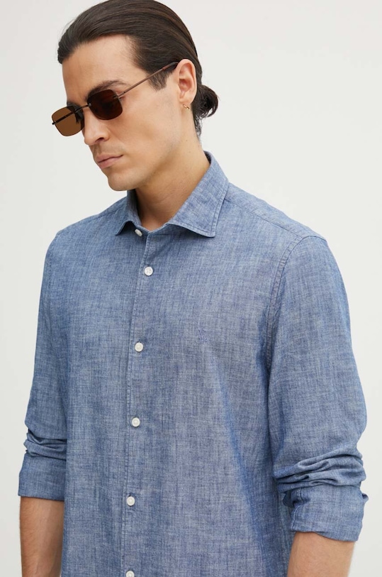 Bavlněná košile Marc O'Polo hladký modrá M26720442256