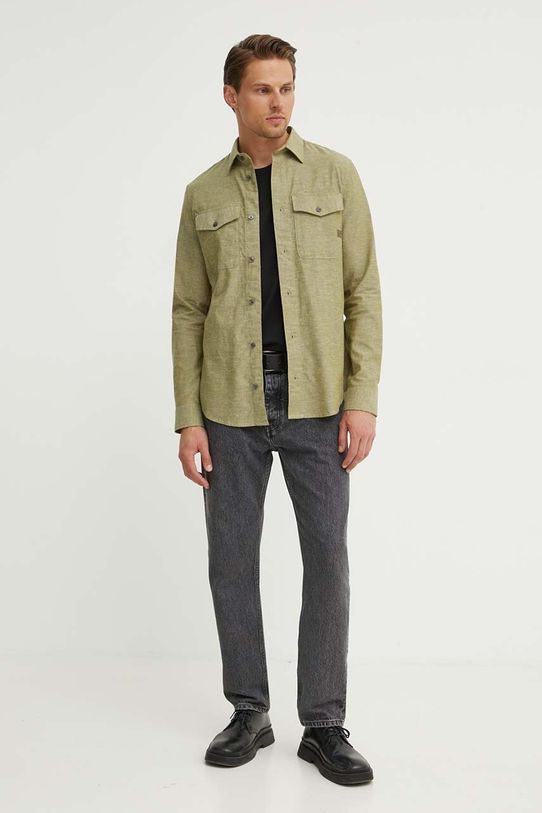 Сорочка з домішкою льону G-Star Raw D24963.D123 зелений AW24