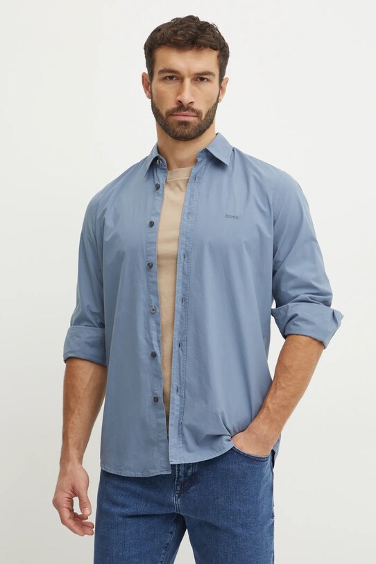 BOSS Orange koszula bawełniana bawełna niebieski 50518304